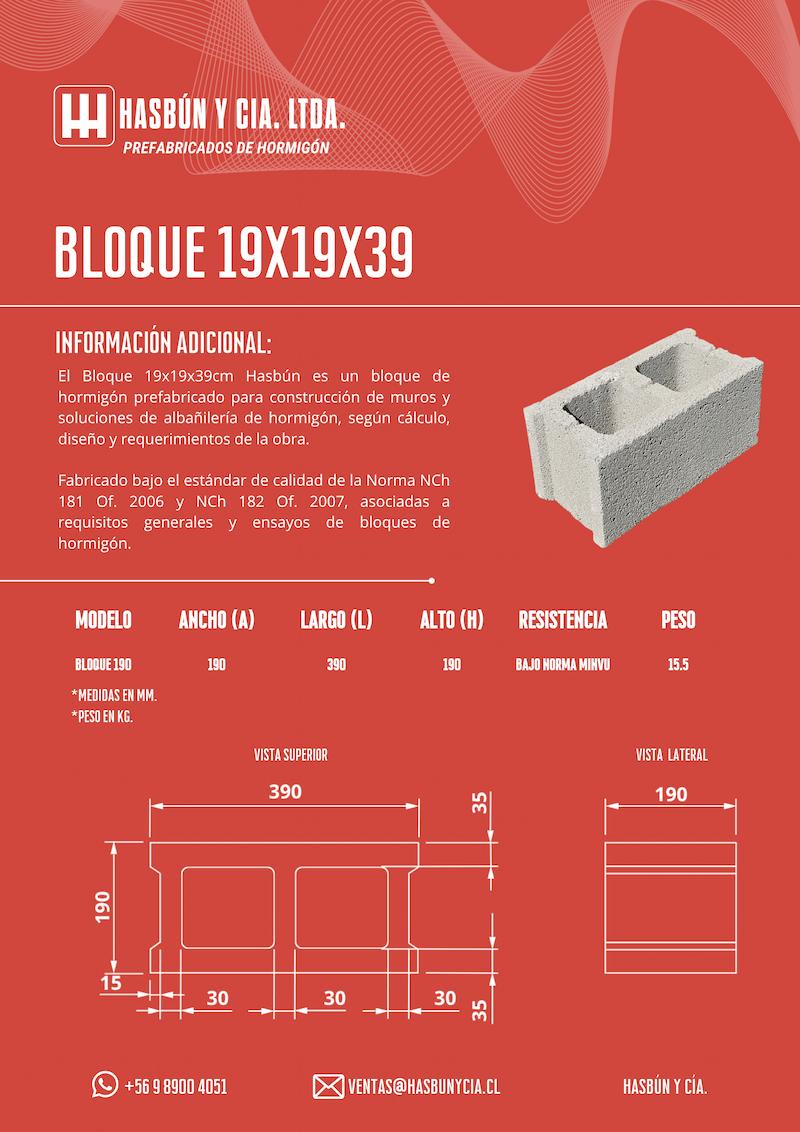 BLOQUE 19X19X39 FICHA TECNICA hasbún