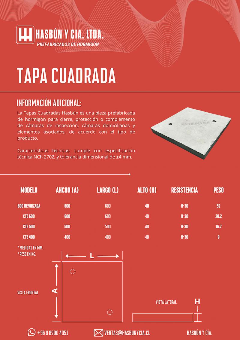 FICHA TECNICA TAPA CUADRADA hasbún
